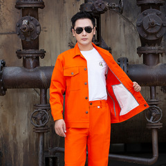 All-cotton flame-retardant protective workwear set for spring and autumn, men's thick and durable welding workshop factory suit engineering uniform