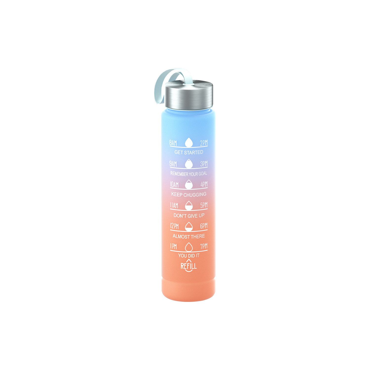 Taza de agua de tres piezas taza de paja de gran capacidad taza de agua de color degradado espacio deportivo olla taza de agua de plástico esmerilado con escala