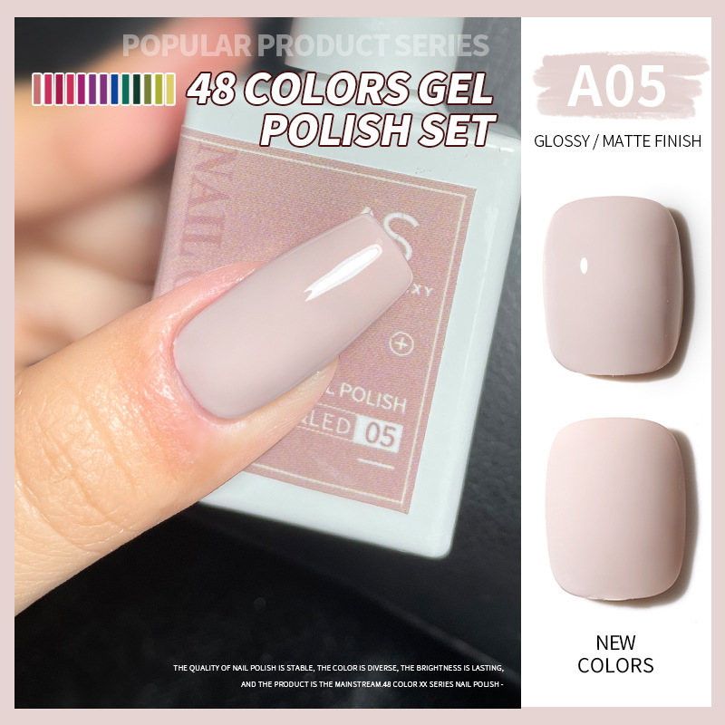 Una botella de pegamento de esmalte de uñas de un color 2022 nuevo verano popular 48-color Pequeño conjunto para el salón de uñas traje completo
