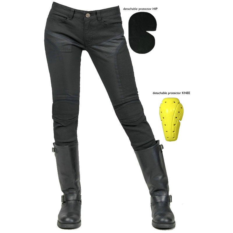 Verano motocicleta pantalones de montar motocicleta jeans Racing slim fit ventilación malla transpirable rodilla ajustable arriba y abajo