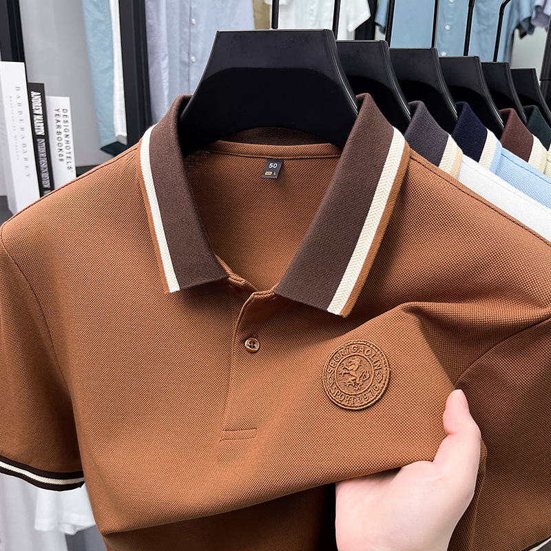 Pure Cotton 100 Summer Short-sleeved Men's T-shirt Casual Solid Color All-match Fashionable Half-sleeved Breathable Pure Cotton Polo Shirt for Men