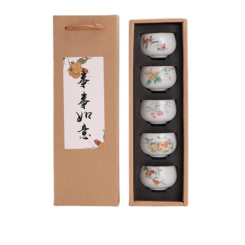 Tea cup for making tea by the fire, tea cup set, kung fu tea set, tea cup, master cup, single cup, five gift boxes