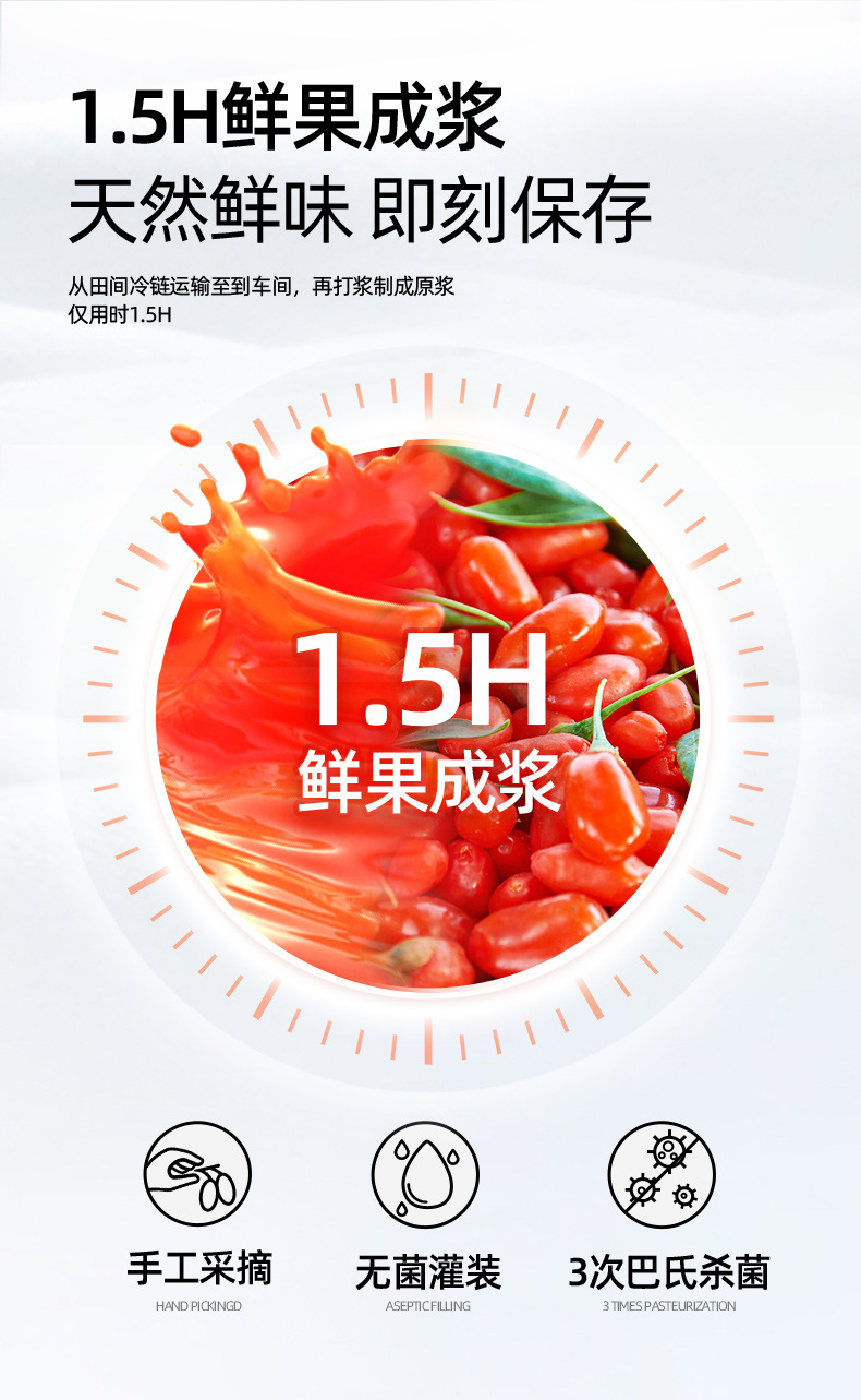 Ningxia Goji Berry Juice Concentrate Ready to Drink 50ml Bottles preparation