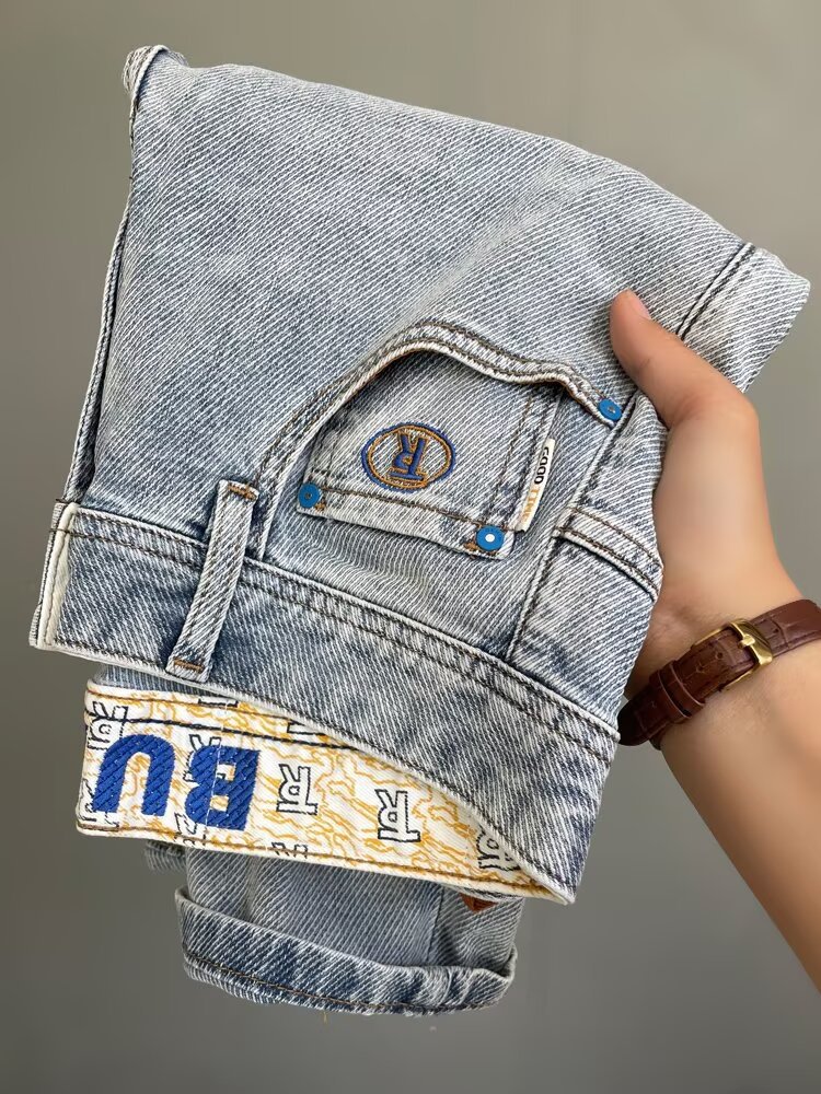 Men's Premium Slim Straight Stretch Jeans With Embroidery Durable_voghion.com