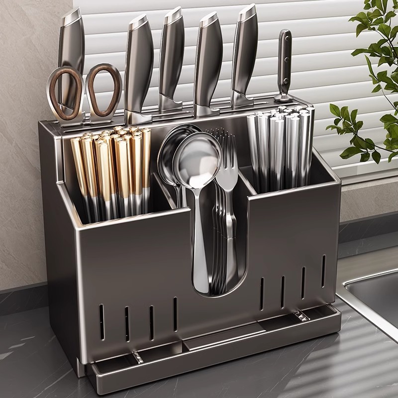 Stainless steel knife holder storage rack 2024 new kitchen chopstick…