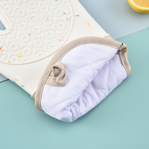 Silicone gloves with cotton and thickened color dots oven microwave gloves high temperature resistant kitchen gloves barbecue baking utensils