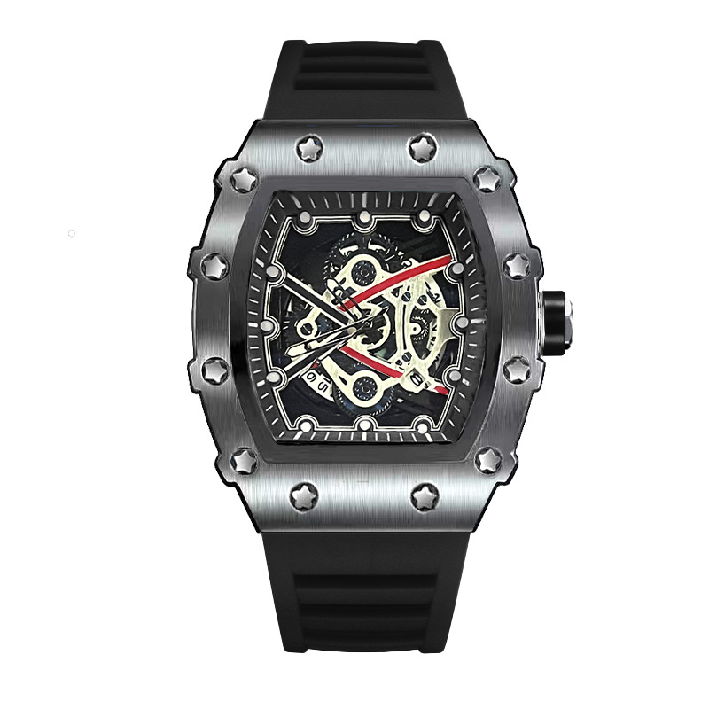 ZIDO Brand Casual Fashion Dominant Fully Automatic Quartz Hollow Luminous Waterproof Black Warrior 1707 Men's Watch_voghion.com