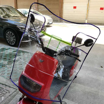 Motorcycle front windshield women's pedal motorcycle rain shield - 90-102cm-purple-u-shaped-pocket-windshield