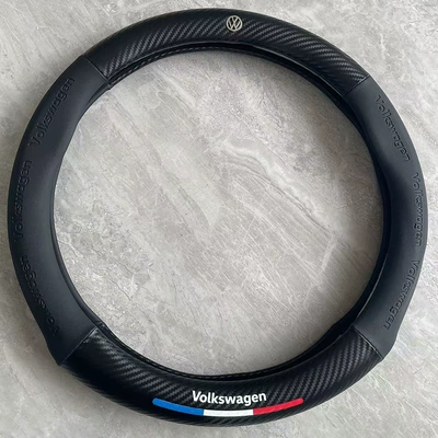 Steering wheel cover — Stitching Steering Wheel Cover Printed - classic-black-car-logo-style-dazhong-38cm