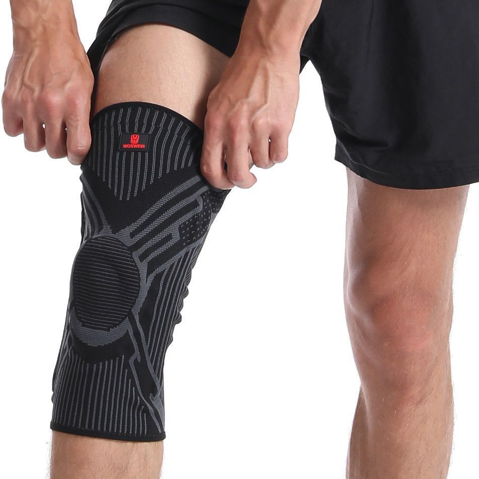 Rodilleras deportivas de verano para saltar la cuerda de nailon alargada para correr baloncesto para hombres y mujeres cubierta protectora profesional antideslizante para rodillas