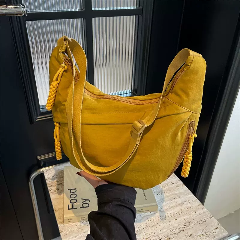 跨境女包饺子包2026新款休闲单肩腋下包上课通勤托特包简约斜挎包