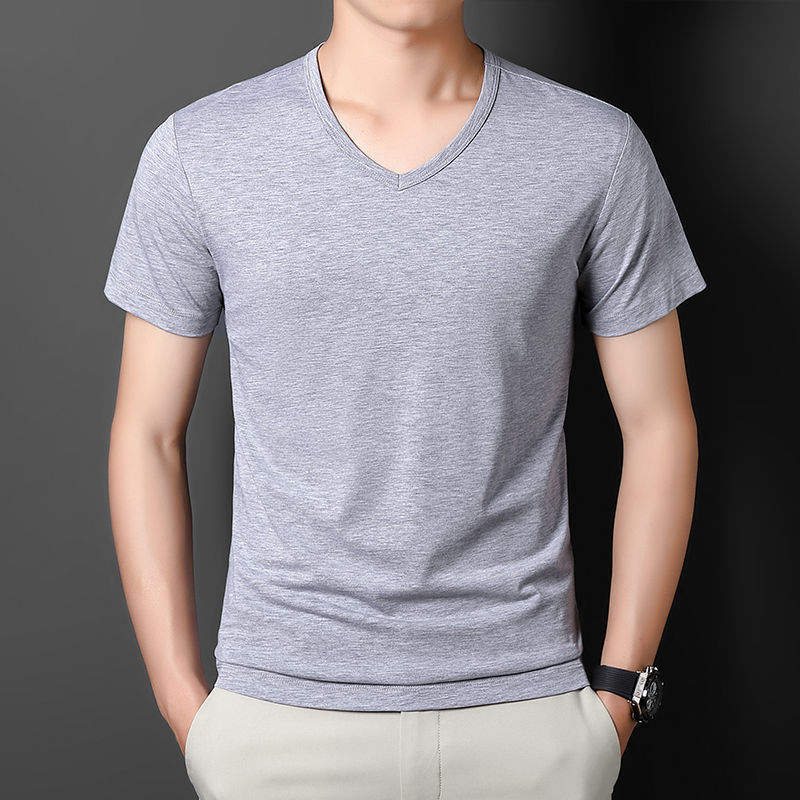 V-neckline, with short sleeve