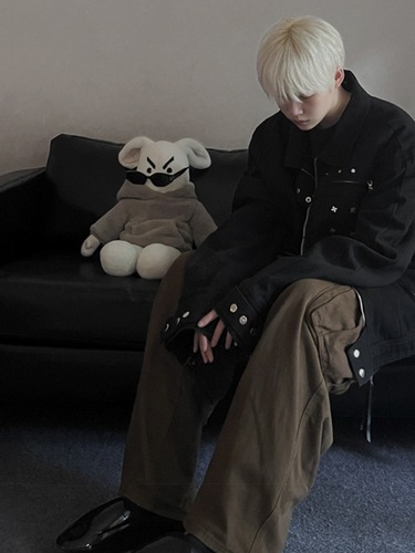 Vintage American High Street Black Denim Jacket for Men - Autumn/Winter Advanced Design Sense, Niche Trend Brand Collar Jacket