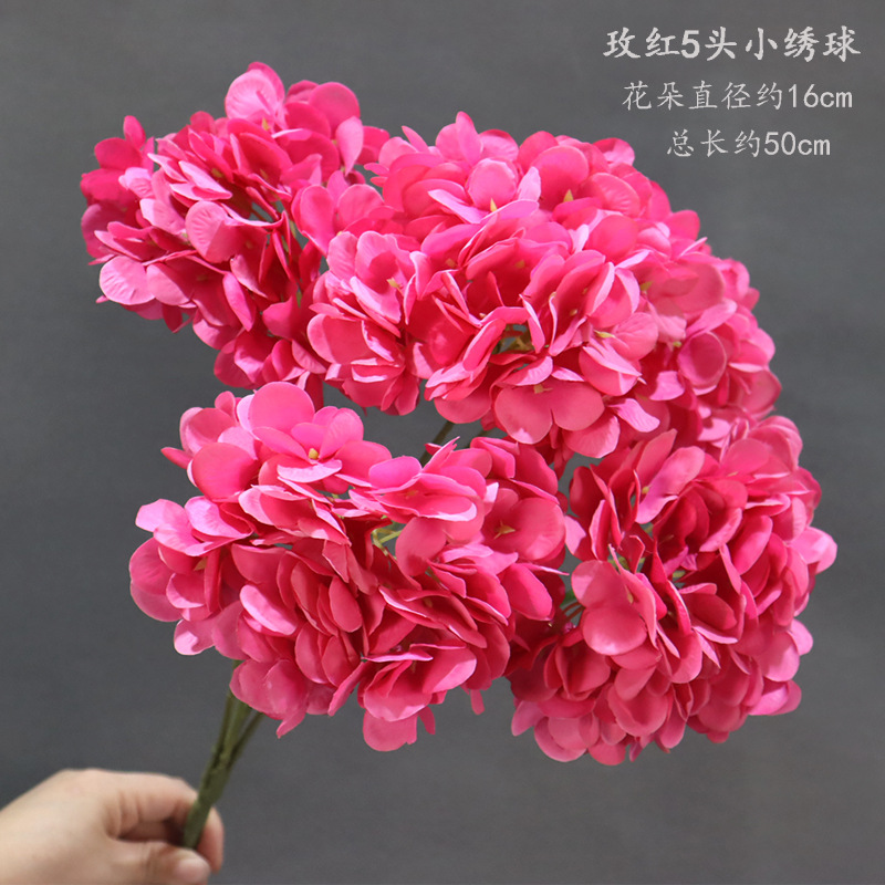 Rose Red 5-cabeza pequeña Hortensia