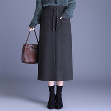 针织口袋半身裙女20254中长款A字包臀裙冬裙女秋冬新款显瘦毛线裙