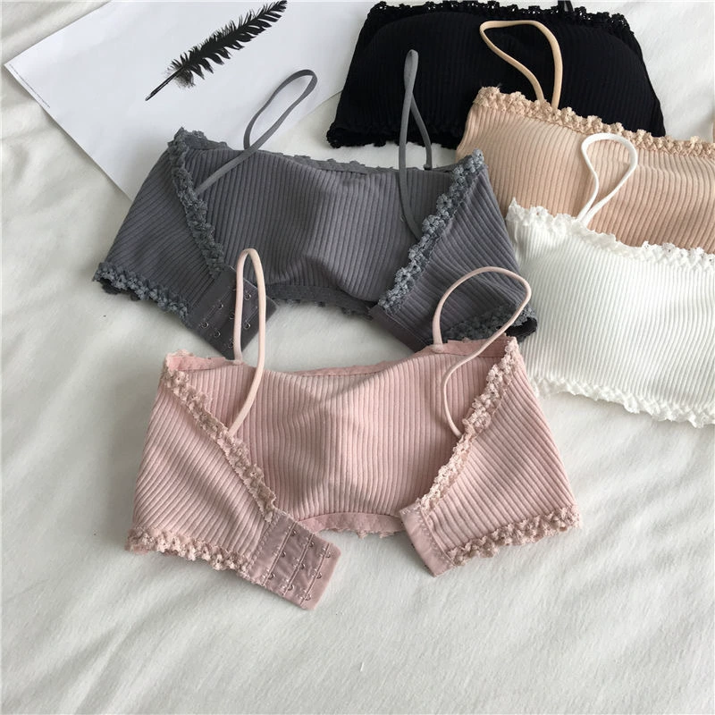 Push-up Cotton Bra Top, One Size, Removable Cups, Pretty Back Design