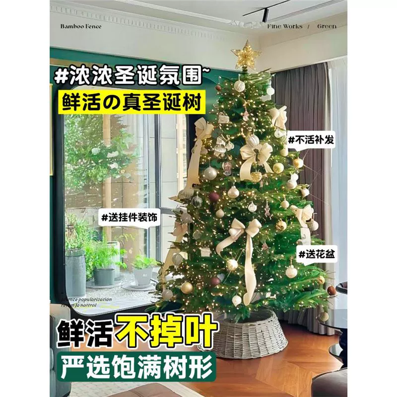 Новогодние елочные украшения для гостиной 2024 года, зашифрованная ель, DIY, высококачественные, популярные большие елки-бонсай