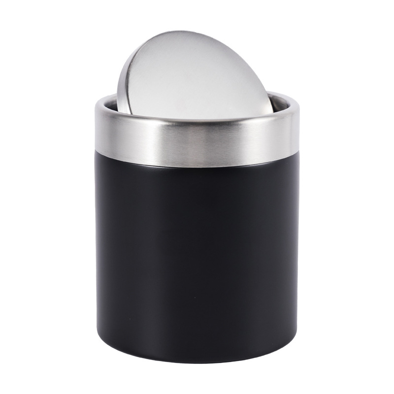 Cubierta de escritorio de oficina doméstica Cubo de basura pequeño Cubo de almacenamiento de basura redondo Cubierta oscilante Cubo redondo Cesta de basura