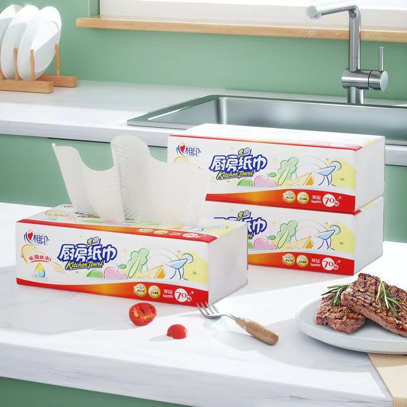 Heart to Heart Kitchen Paper for Stain and Grease Removal, Household Kitchen Paper, Food-Grade, Fry Absorbent Paper Roll, Dispensing Paper