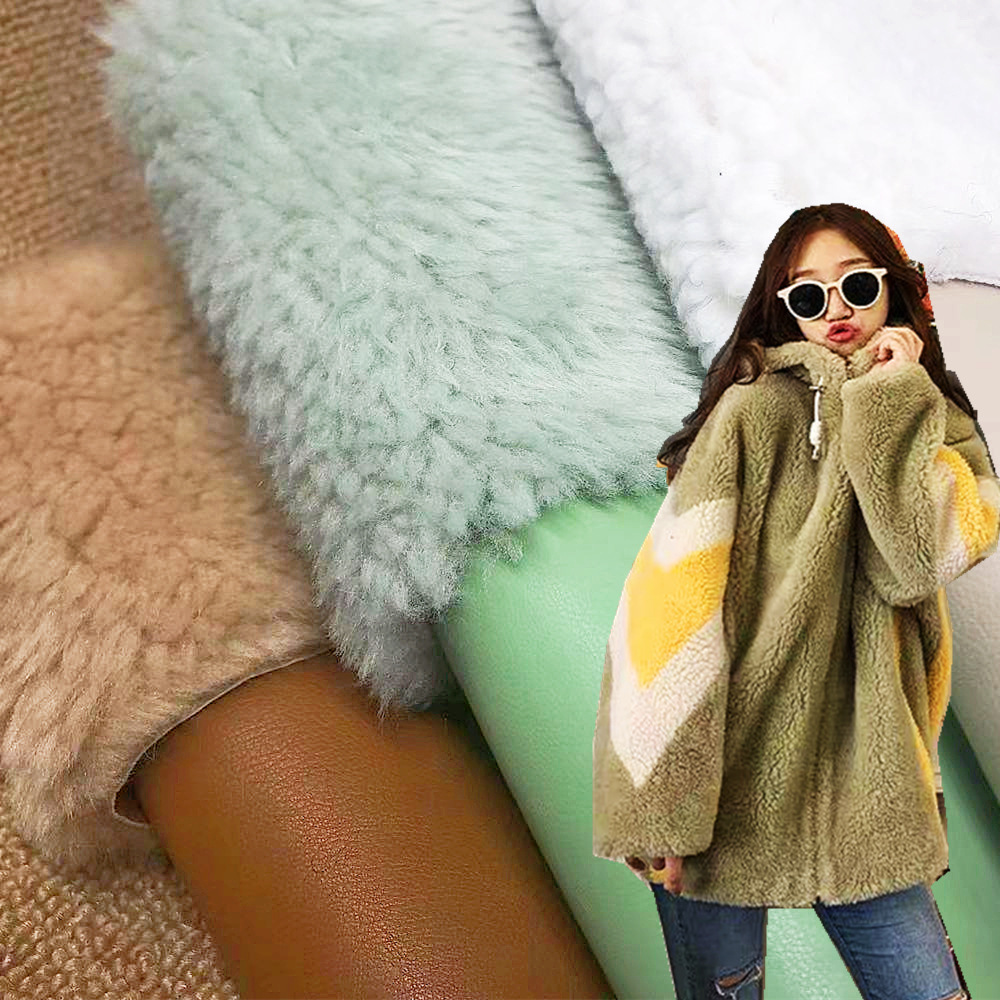 pu皮革复合梦幻大颗粒皮毛一体面料仿皮毛服装革复合人造毛仿皮草