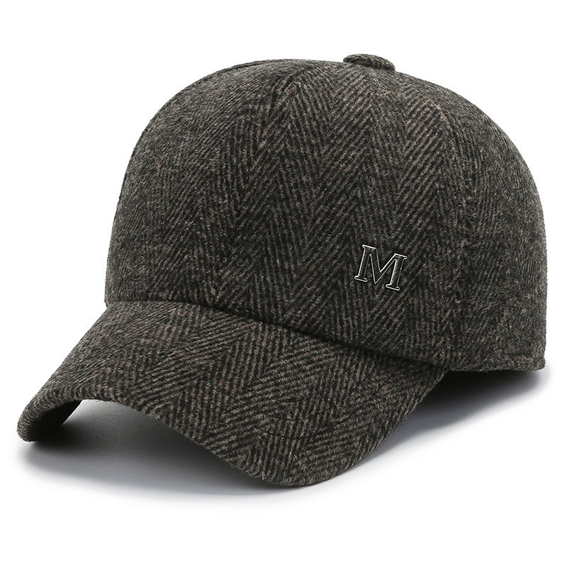M logo peaked cap—coffee color