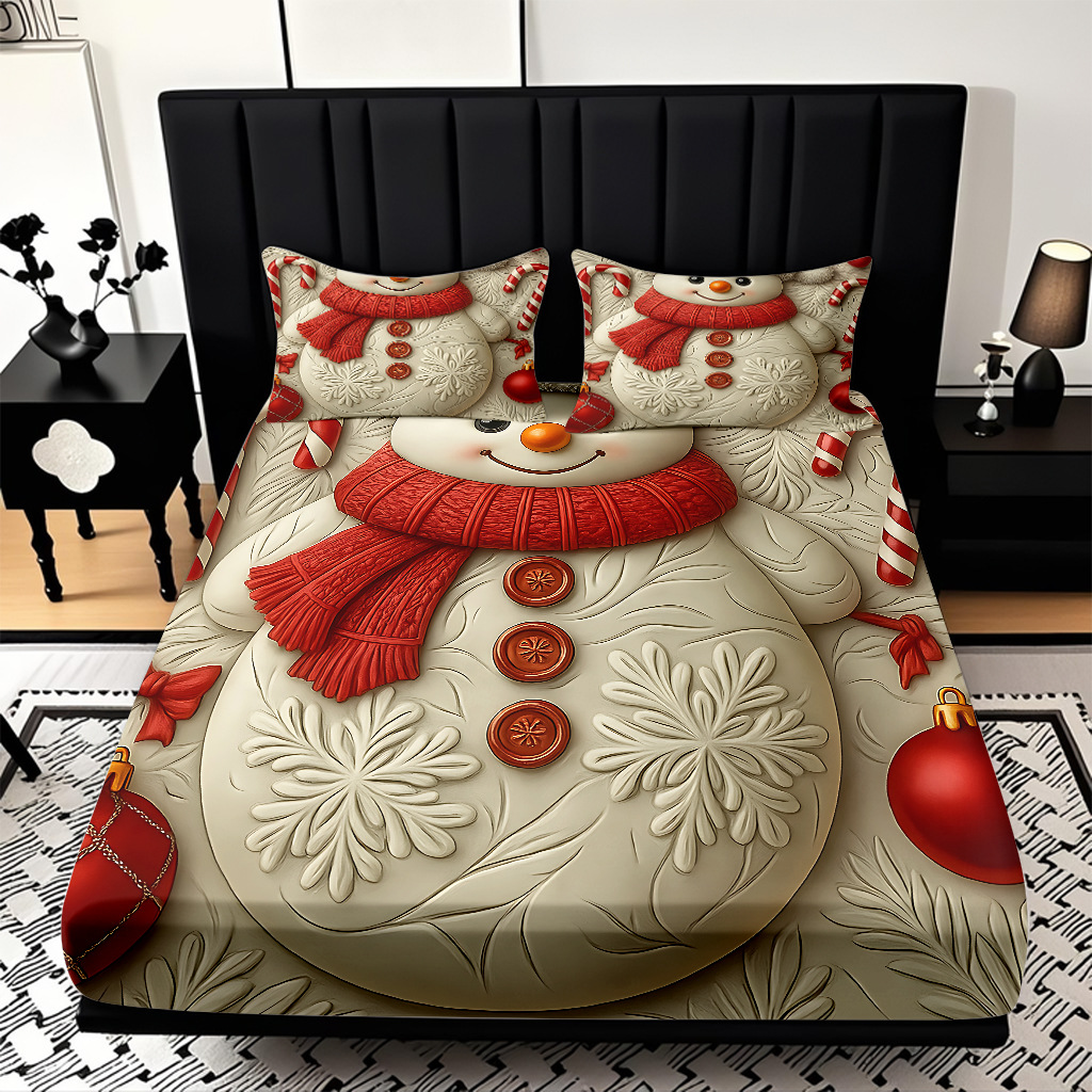 TEMU / JIT nuevos productos transfronterizos adorables series de Navidad molido HD impresión digital cama de cama Kasa set ropa de cama