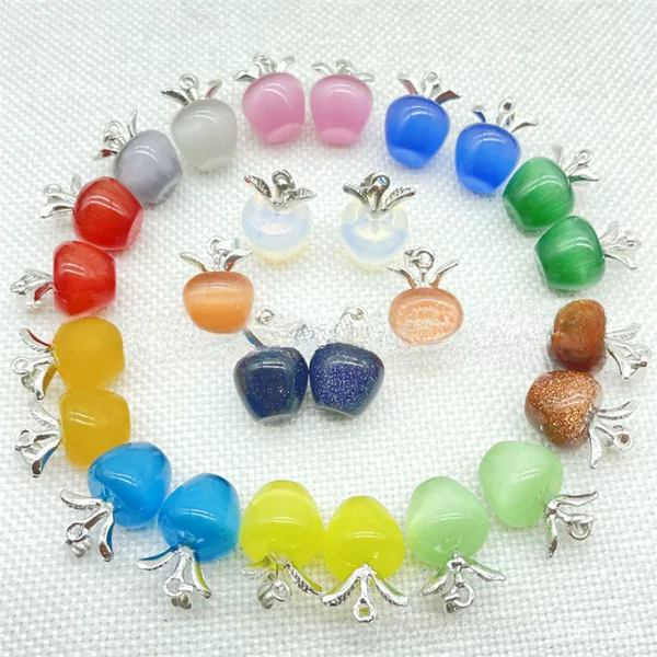 Fashion Jewelry Color Cat's Eye Apple Pendant DIY Making Necklace Earrings Pendant Christmas Eve Gift