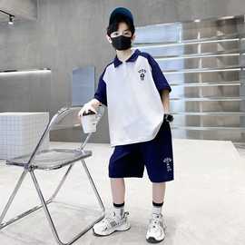 男童夏装套装2025新款男孩中大儿童夏季短袖POLO衫运动帅气时髦潮