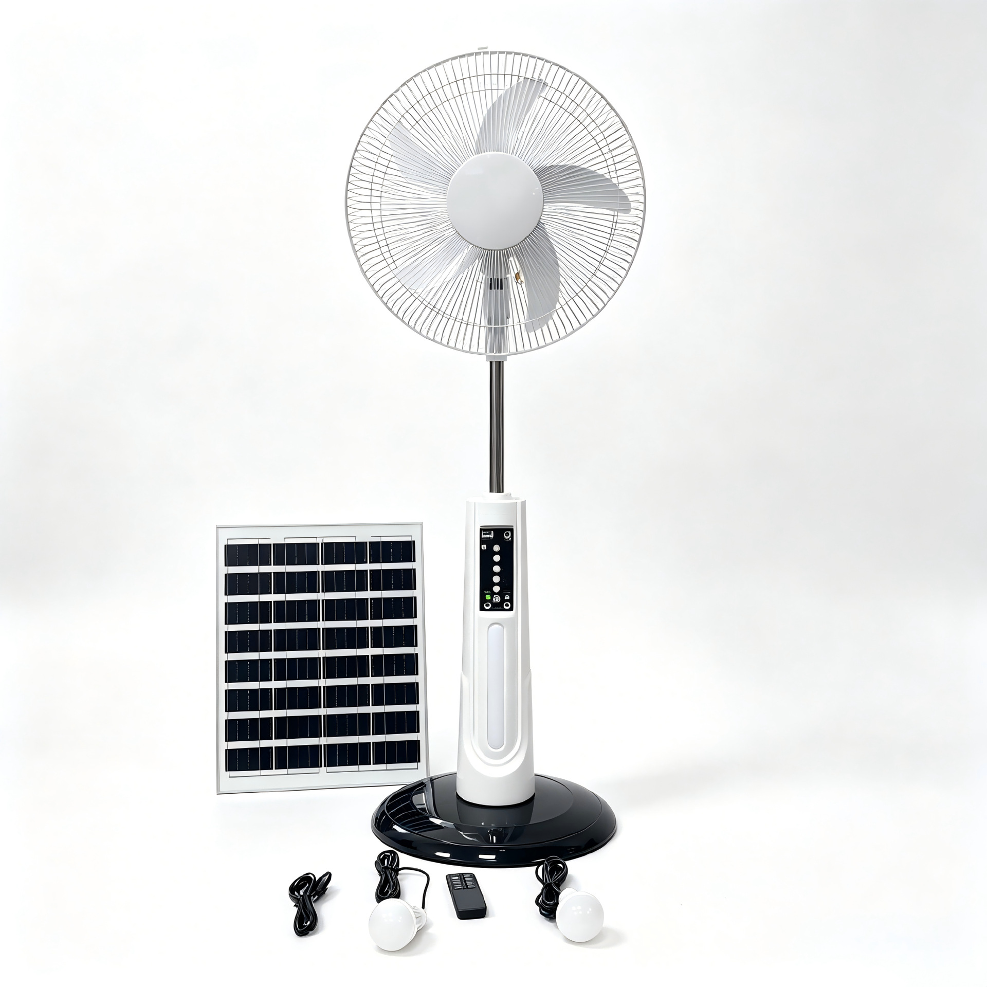 Solarfan transfronterizo África carga remota de aterrizaje de 16 pulgadas consumo de energía de primera clase con luz ventilador solar silencioso