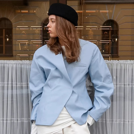 European and American Autumn New Casual Blue Blazer 2025 Cross-Border Wholesale Loose Long-Sleeve Women's Commuter Jacket