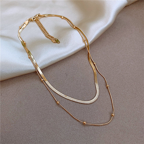 Basic 2-piece set of titanium steel necklace double-layer flat snake chain personalized ins cold style necklace internet celebrity clavicle chain