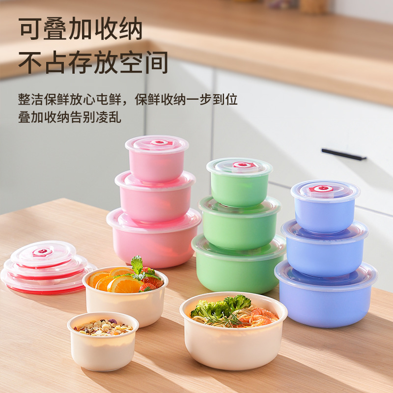 Cross-border Round Fresh-keeping Bowl with Lid Microwave Heating Refrigeration Portable Storage Food Grade Pure PP Fresh-keeping Box suit
