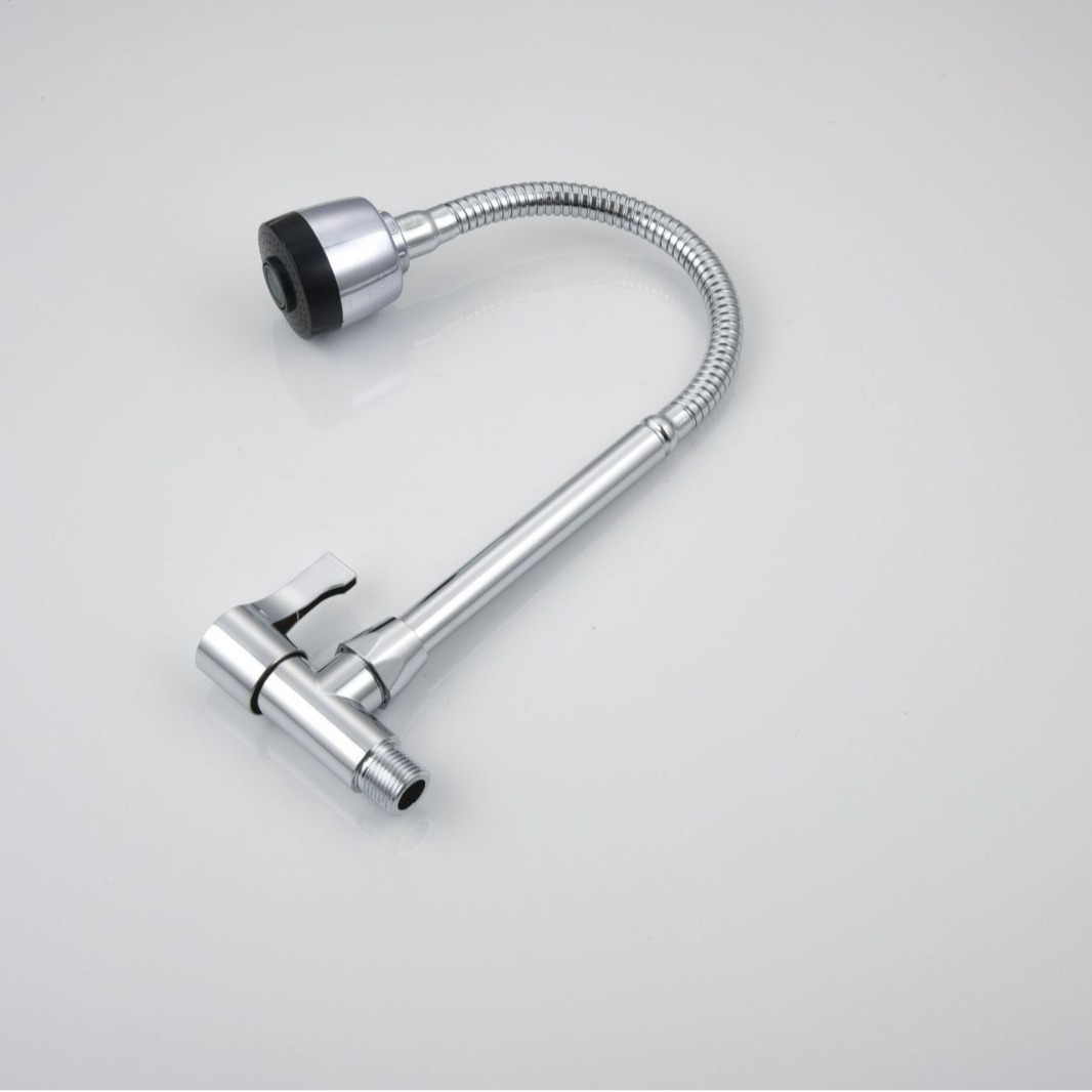 Modelo de comercio exterior, grifo de lavabo de verduras de un solo enfriamiento horizontal de cuerpo redondo, grifo de lavabo de verduras horizontal en la pared, grifo de un solo enfriamiento de 4 puntos