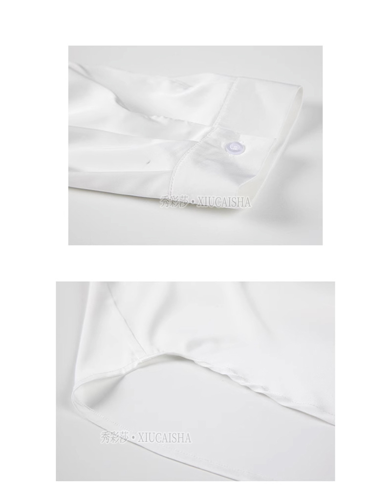 Sheer Chiffon Ruched Backless Sleepwear Shirt, Cute Roleplay Uniform Style, Black One Size — detail image 19