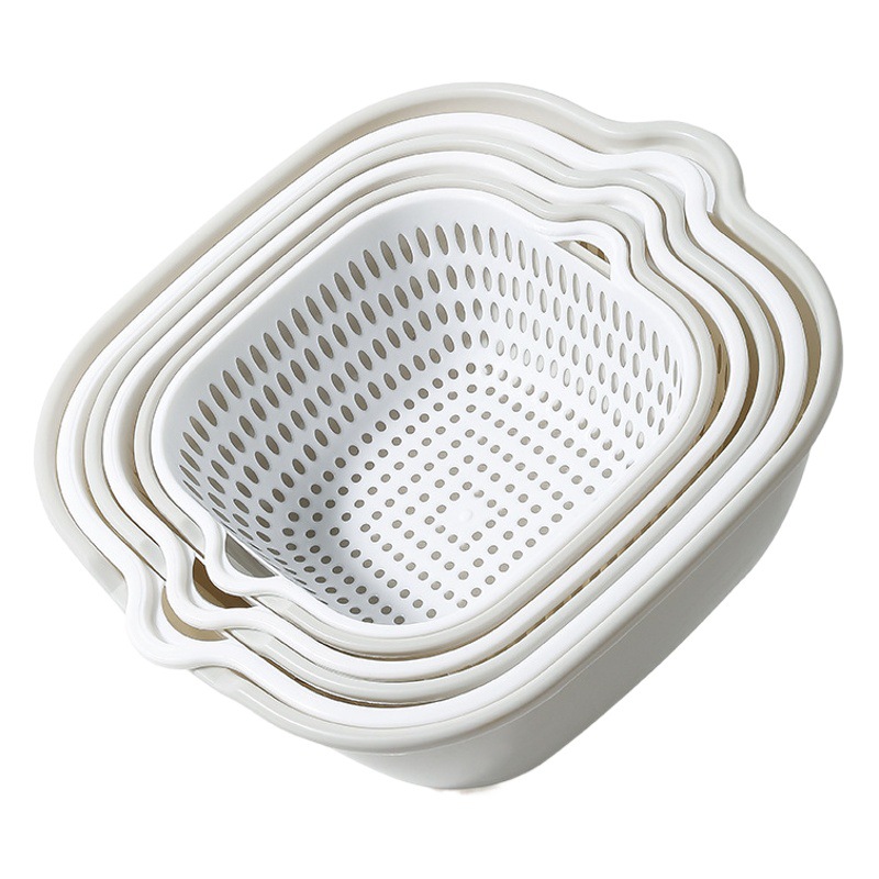 Cesta Escurridora Doble para Verduras de Plástico PP Multifuncional para Cocina