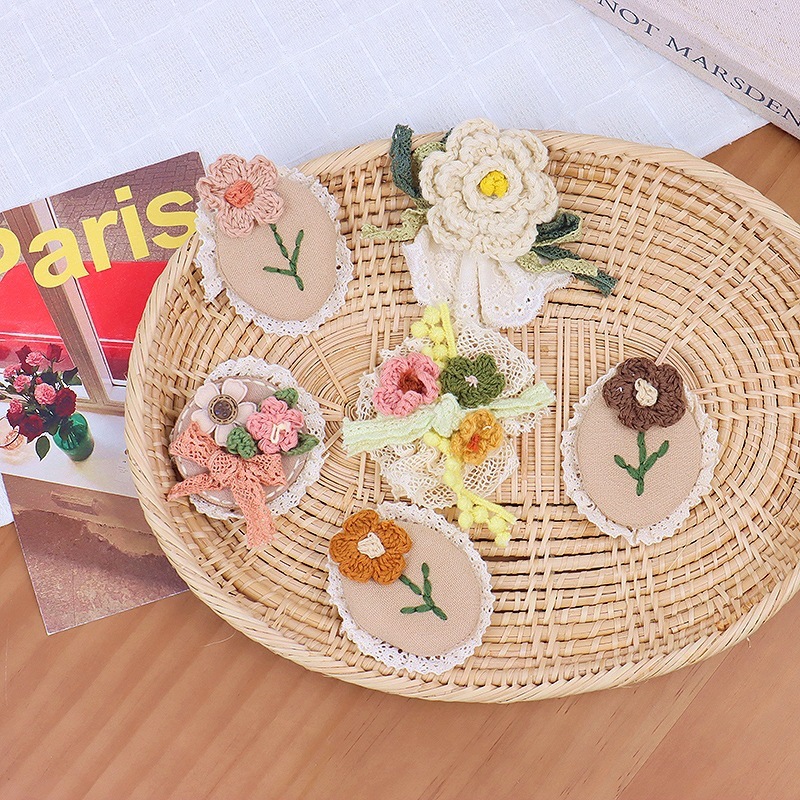 森ガール甘くてかわいいリネンレース花多用途刺繍花アクセサリーブローチ衣類アクセサリー|undefined
