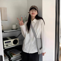 白色衬衫女长袖叠穿宽松基础款春秋外穿百搭上衣打底衫内搭衬衣