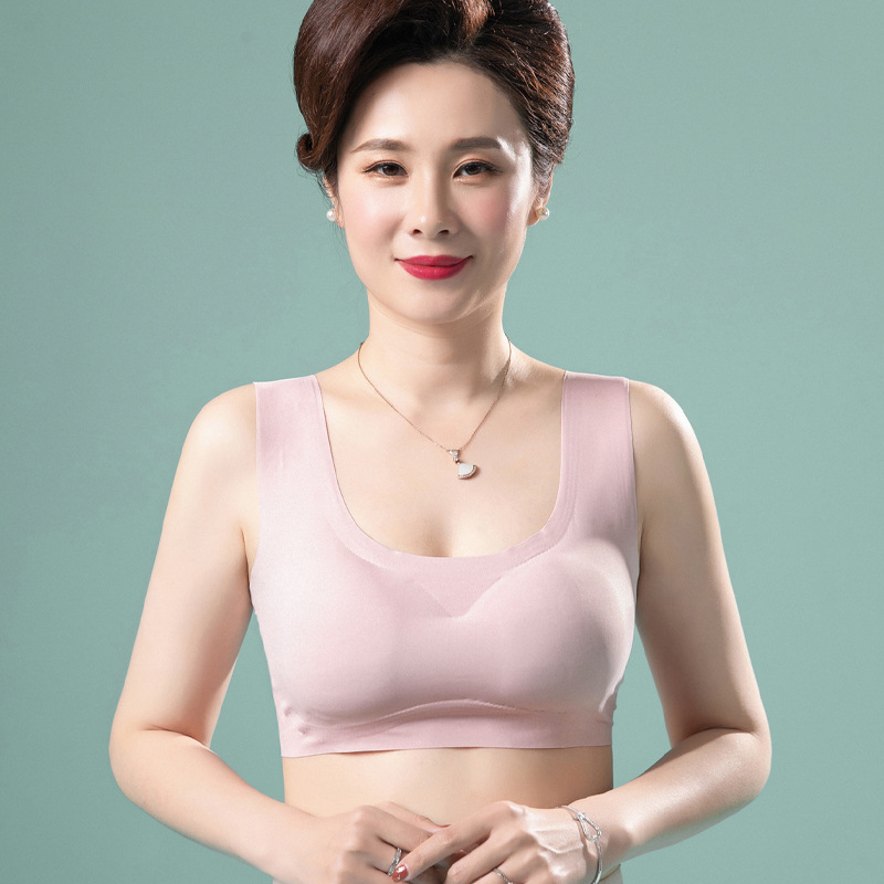Ropa interior de mamá de mediana edad sujetador inalámbrico chaleco de deportes sin costuras sujetador de mamá delgada sujetador de mediana edad y ancianos más el tamaño