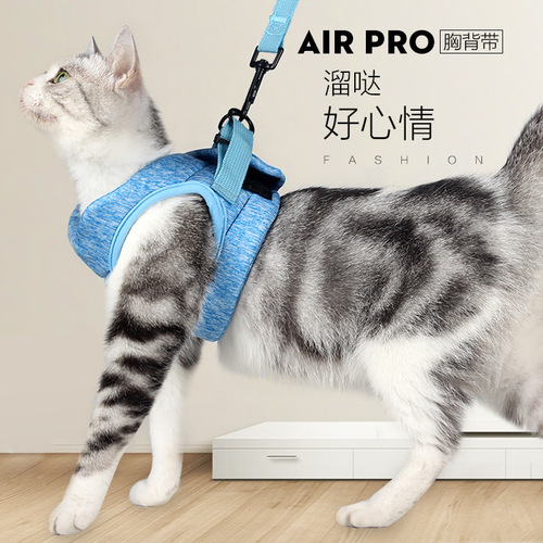 亚马逊猫绳cat harness 猫咪牵引绳透气胸背溜猫绳猫背带牵引绳