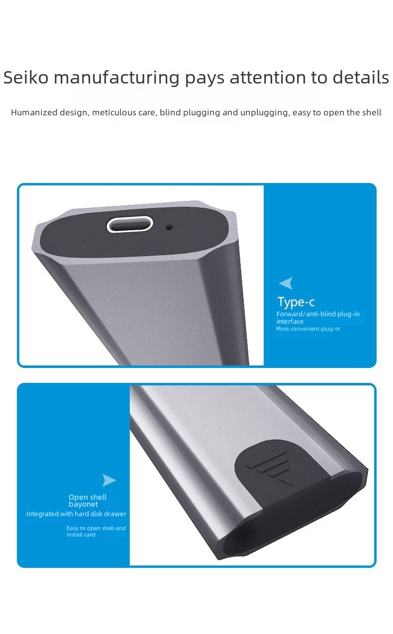 NGFF/NVME Dual-Protocol Solid State Drive Enclosure for M.2 SSD, Aluminum Alloy USB 3.1 Type-C External Hard Drive Enclosure