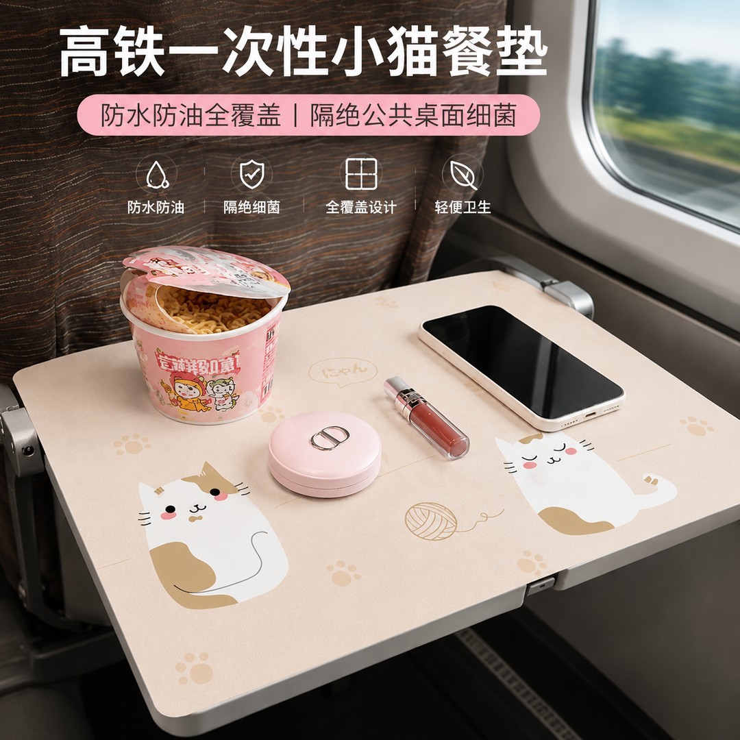 Disposable, portable children's placemats for high-speed trains and airplanes, featuring oil-resistant, waterproof, and cartoon designs, perfect for travel and as cute table covers to keep the table clean
