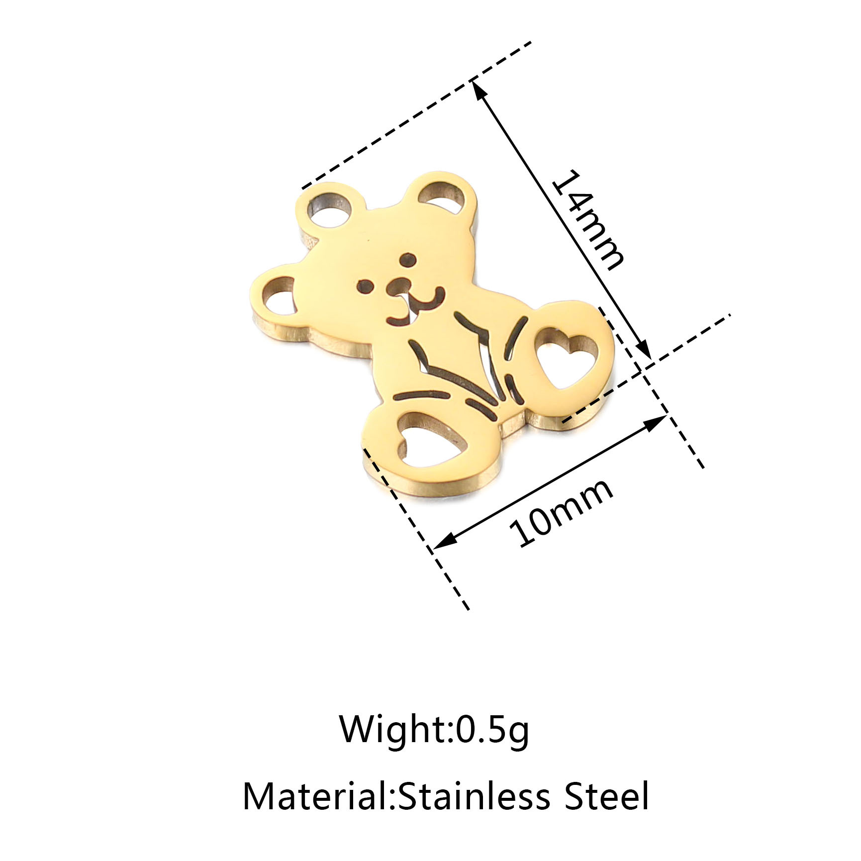 DOOYIO 5 teile/los Edelstahl Charms Hohl Bär Anhänger Kreative Tier Niedlich Für Frauen DIY Schmuck Kennzeichnung Liefert – Detail 2