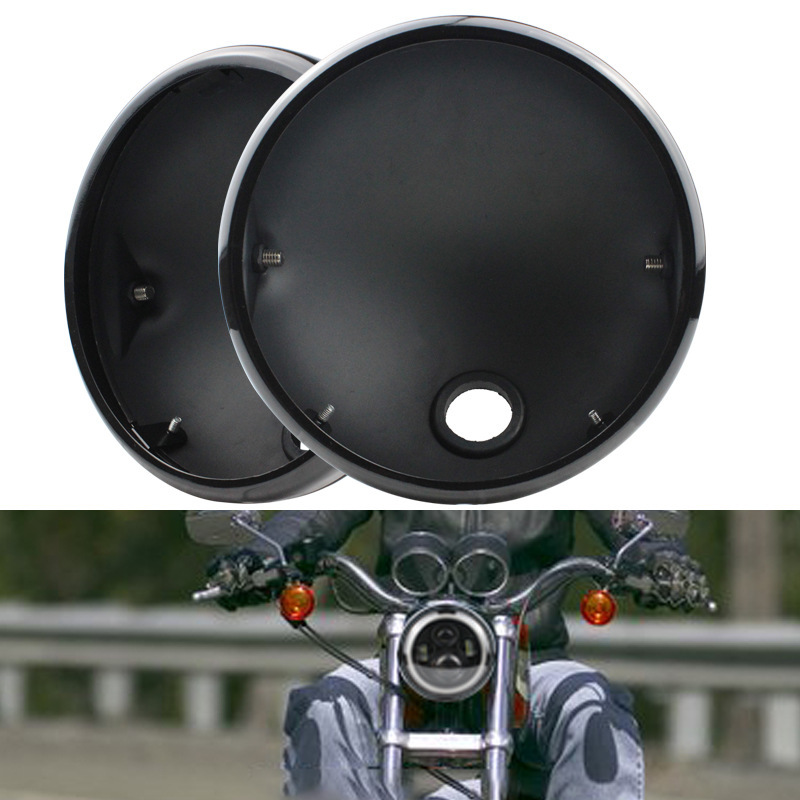 Motorcycle accessories headlight shell 7-inch Harley headlight shell retro modified LED headlight shell bright black