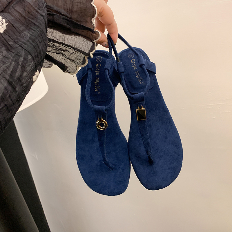 Sandalias planas con correa en T y hebilla dorada con diseño retro de pato mandarín para mujer, estilo veraniego, para ir al trabajo. image 7