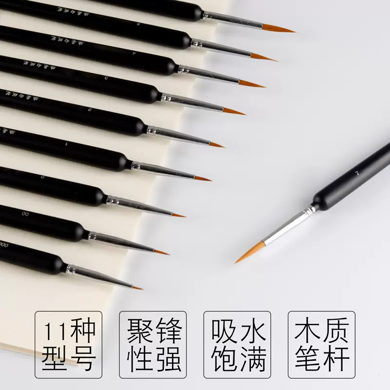 比优米狼毫勾线笔美术专用水粉油画国画水彩极细描边手绘指甲套装
