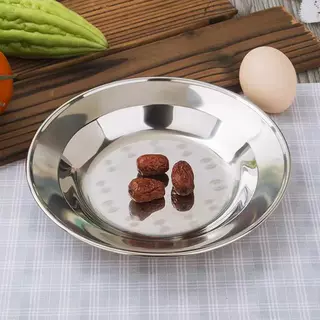 菜盘不锈钢圆盘无磁菜碟加厚快餐盘骨碟烧烤深盘水果盘厂家直销