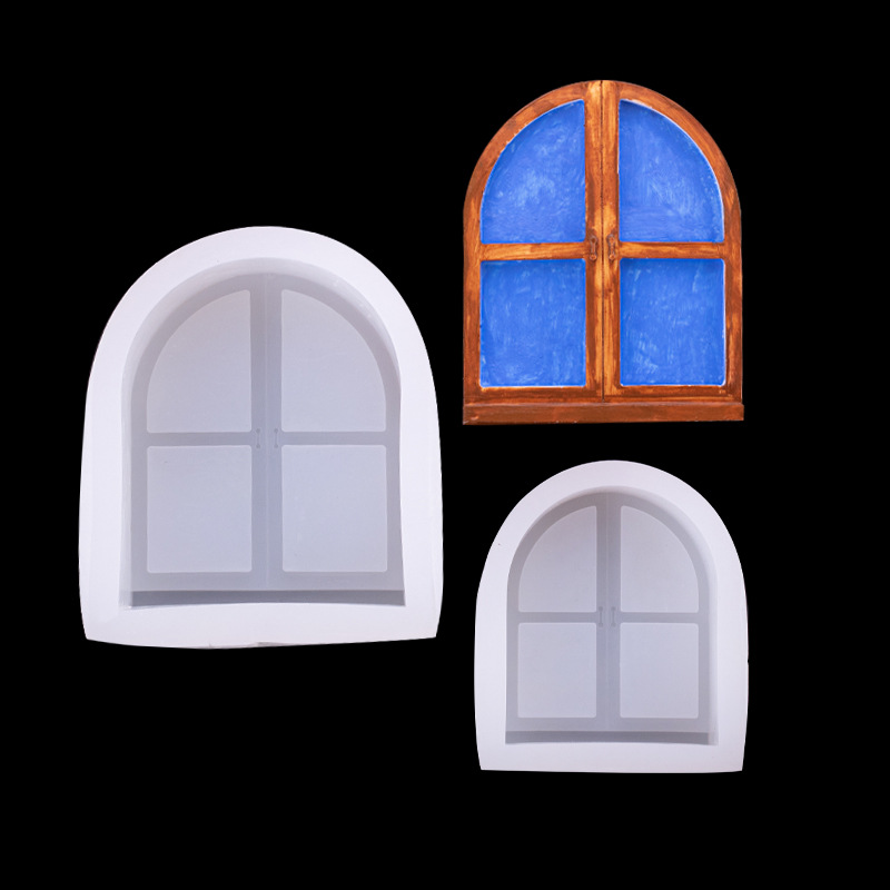Puerta y ventana de dibujos animados de silicona molde creativo hecho a mano jabón aromaterapia vela epoxi molde de yeso decoración de la torta del postre