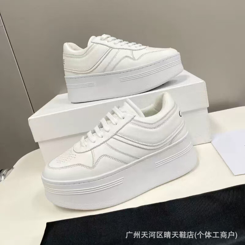 High-End Cl Arc De Triomphe Thick-Soled White Sneakers for Women 2026 New Model Genuine Leather Waterproof Platform Versatile Lace-Up Sneakers High-End Cl Arc De Triomphe Thick-Soled White Sneakers for Women 2026 New Model Genuine Leather Waterproof Platform Versatile Lace-Up Sneakers