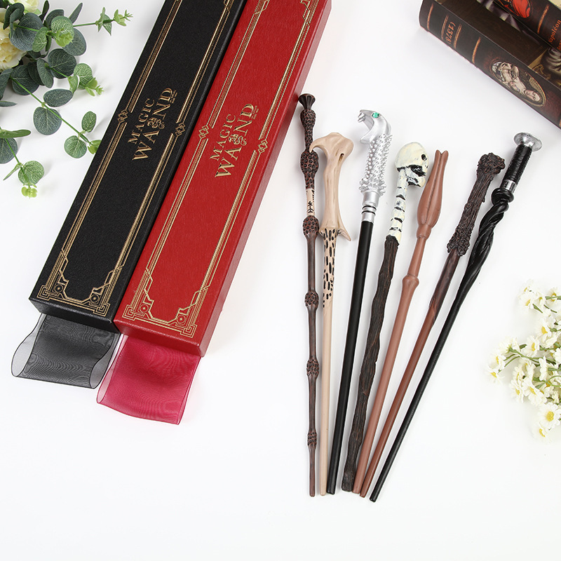 Harry Potter Wand Movie Merchandise Wand with Gold-Stamped Ribbon and Finely Carved Steel Core Magic Wand Halloween Prop