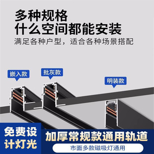 Thickened Magnetic Track Light Embedded Without Main Light Living Room Lighting Spotlight Magnetic Floodlight Pre-Embedded Track Slot